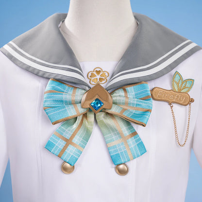 iCoser Honkai Star Rail Firefly Cosplay Costume Spring Missive Uniform Headwear Socks Halloween Party for Women Girls Cos Gifts