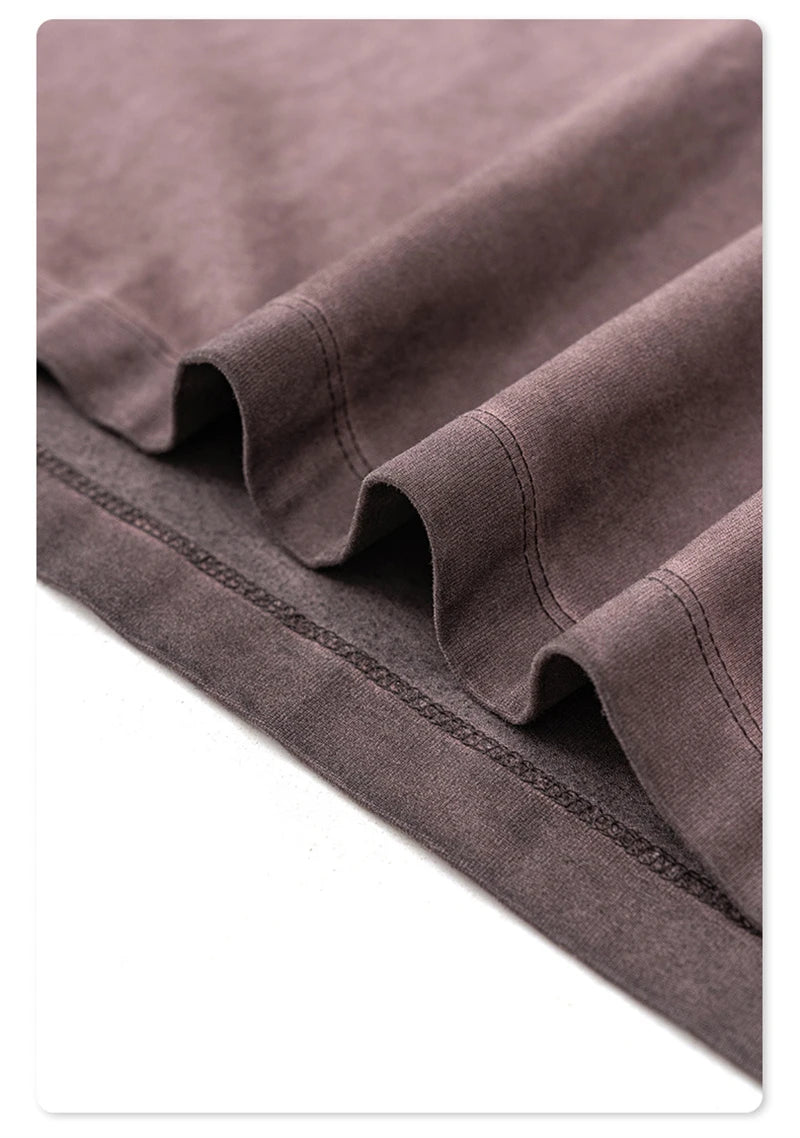 ZODF 2024 Autumn Men's Washed Cotton T-Shirt Unisex Oversized Distressed 250gsm Long Sleeve O Neck T Shirts Tees HY0921