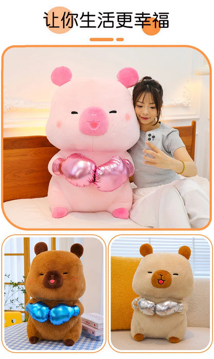 Plush Capybara Boxing Toy Stuffed Animal Cute Cuddly Pillow Decor for Kids Birthday Xmas Gift Wholesale Plush Toy Stuffed Animal