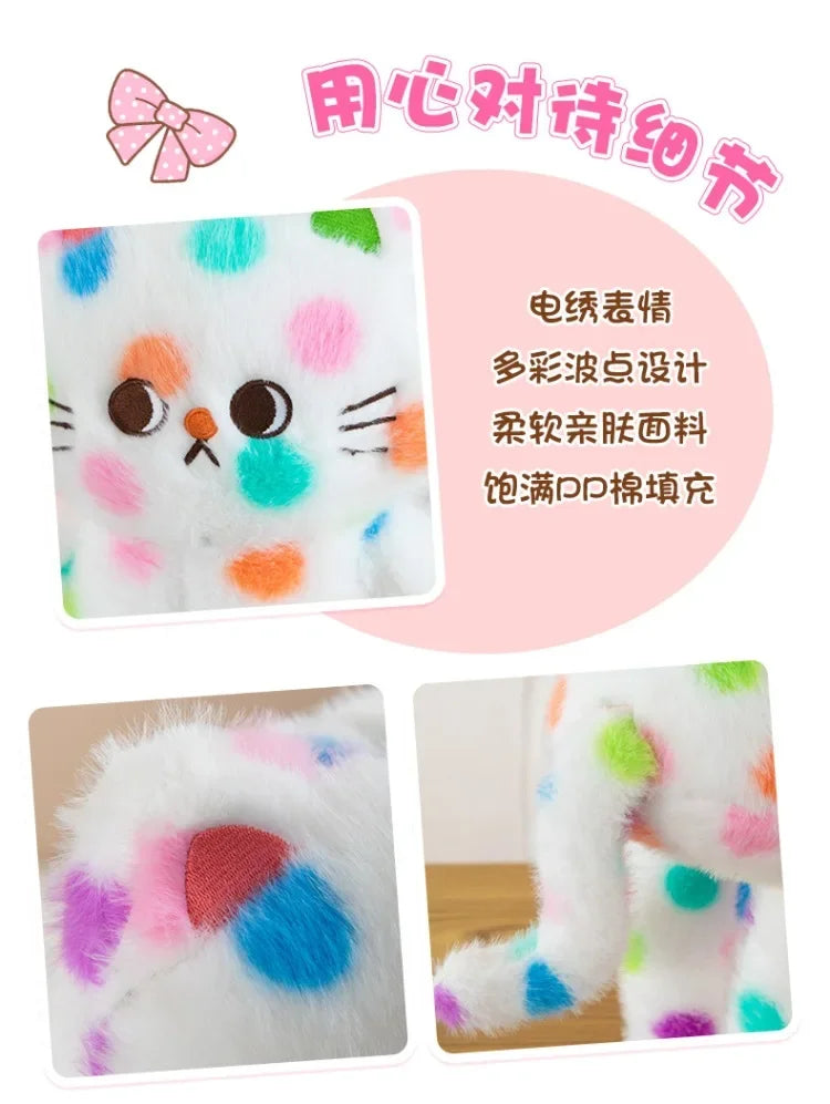 45-80cm Kawaii Wave Point Cat Plush Toy Doll Pillow Cushion Cartoon White Red Large Size Sleeping Plush Doll Gift for Girlfriend