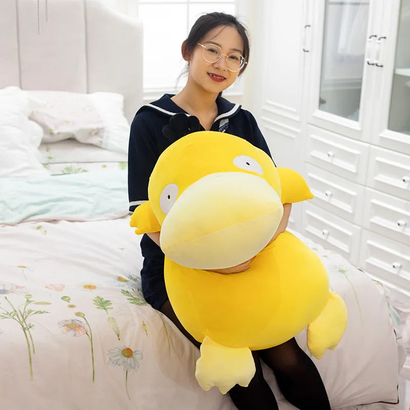Super Big Size 100cm Pokemon Psyduck Plush Toy Soft Yellow Duck Doll Stuffed Animal Plush Toy Gift for Girlfriend Present Pillow