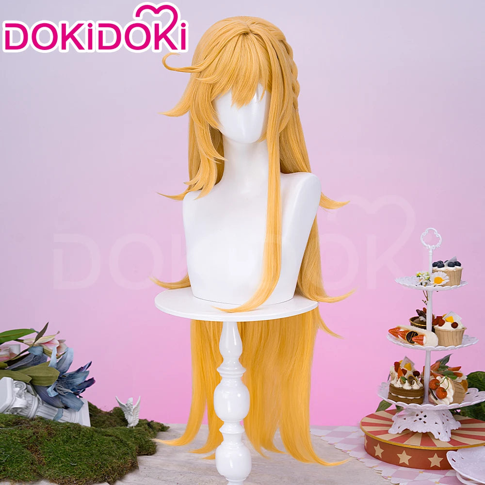 IN STOCK Escoffier Wig Game Genshin Impact DokiDoki Women Orange 80cm Long Hair Escoffier Cosplay Free Wig Cap