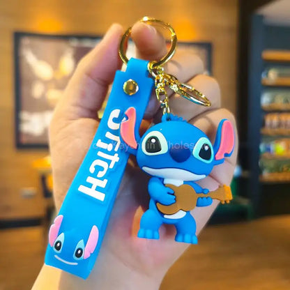 New Anime Disney Keychain Mickey Mouse Minnie Lilo & Stitch Cartoon Keyring Key Chain Car Pendant Kids Toys Gift Wholesale