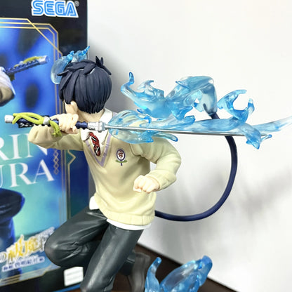 Anime Ao no Exorcist Okumura Rin Action Figures Flames of Satan Blue Flames DIY Led Light PVC Model Figurine Toys Gift