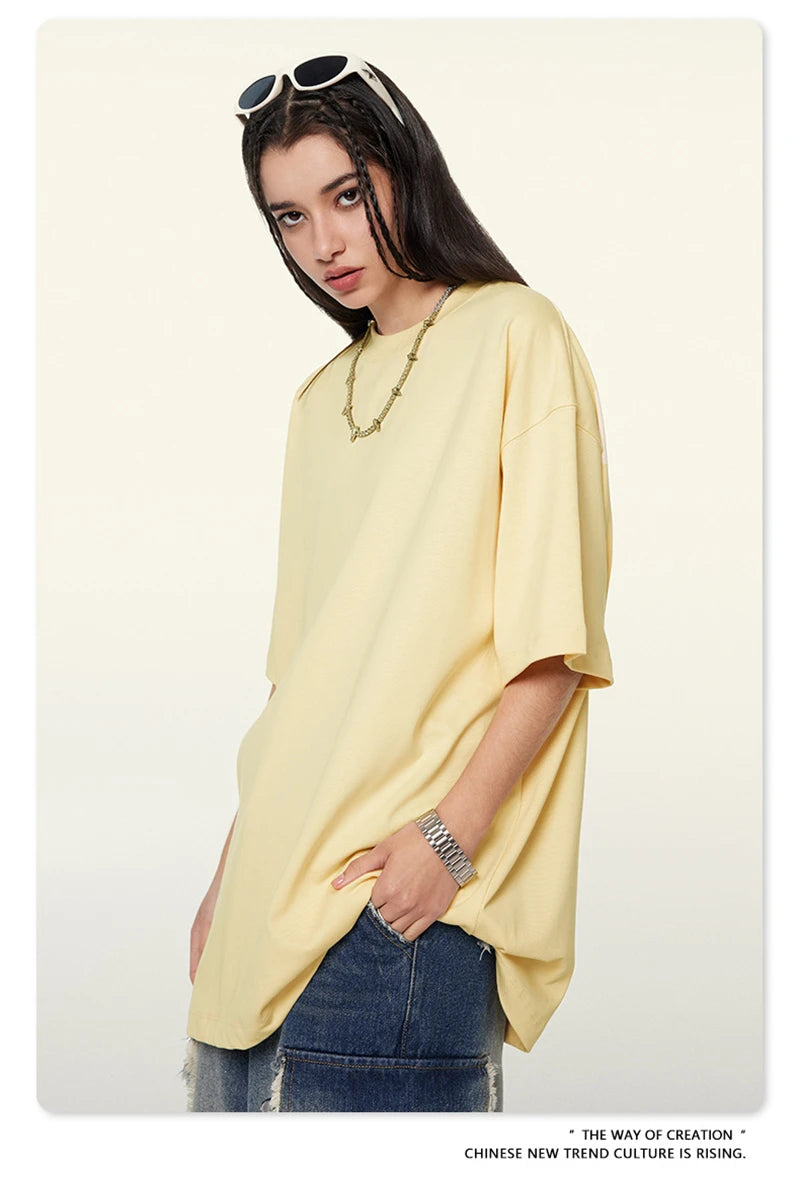 ZODF 2024 Heavy-Weight 345gsm Basic Solid T-Shirts For Men Unisex Women Summer Loose 100% Cotton T Shirt Brand Clothes HY0771