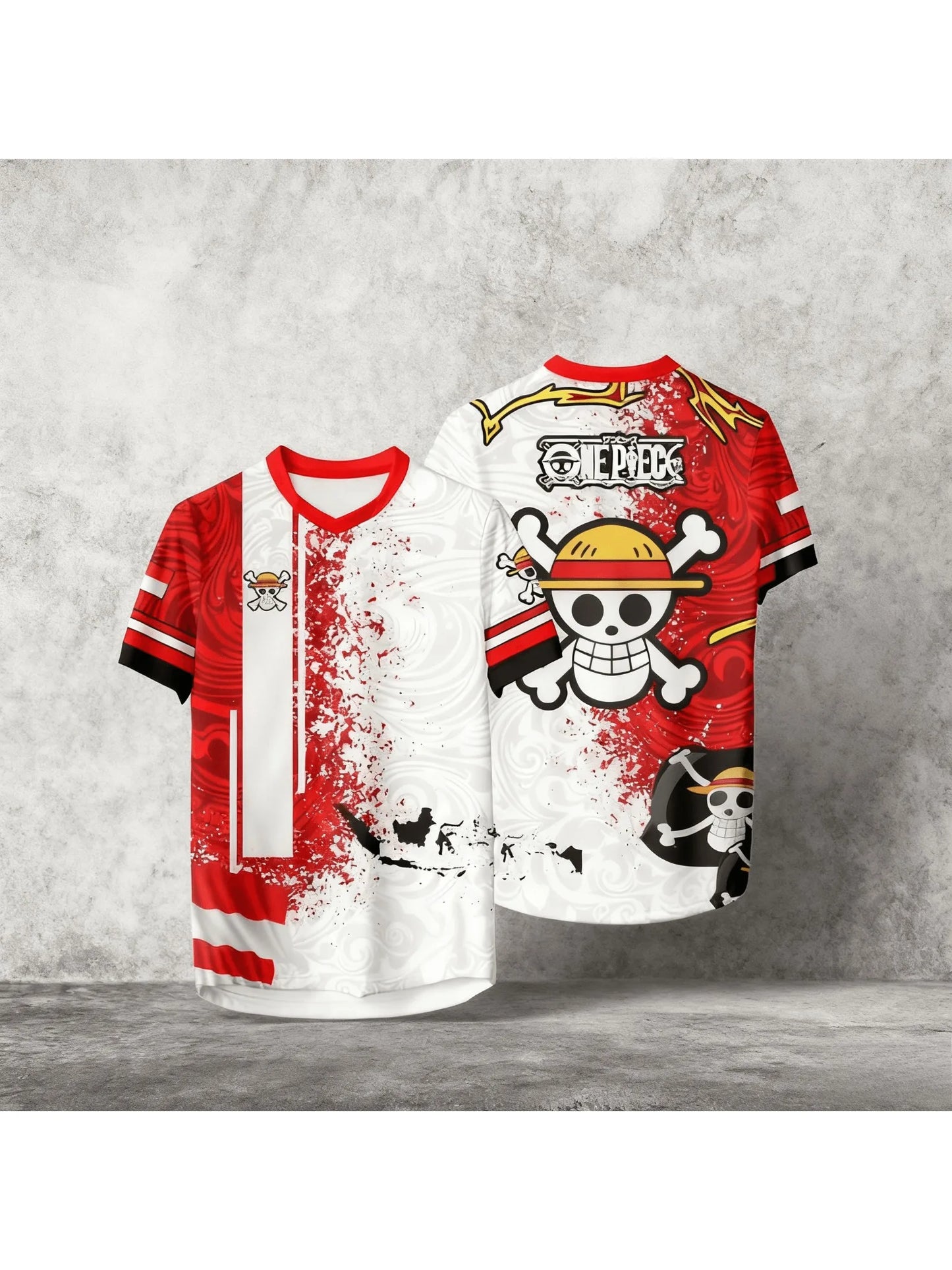 Summer Casual Jersey One Piece Anime Korean Style Kpop Baseball Hockey T-shirt Fashion Streetwear Anime Daily Unisex Tops Tees