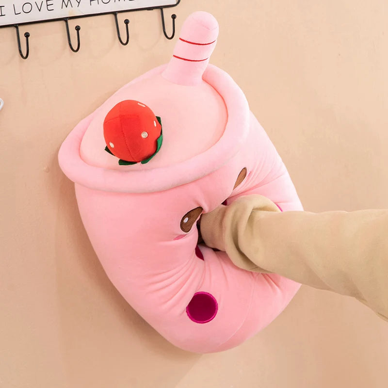 Bubble Tea Boba Plushie Kawaii Room Decor Plush Toy Stuffed Ice Cream Food Milk Tea Soft Hug Cushion Birthday Gift for Kids