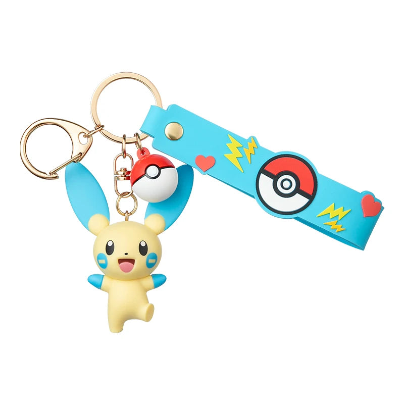 Genuine Pokemon Morpeko Keychain Gengar Meowth Cubone Jigglypuff Mimikyu Anime Action Figure Toy Keyring Fragrance Pendant Gift