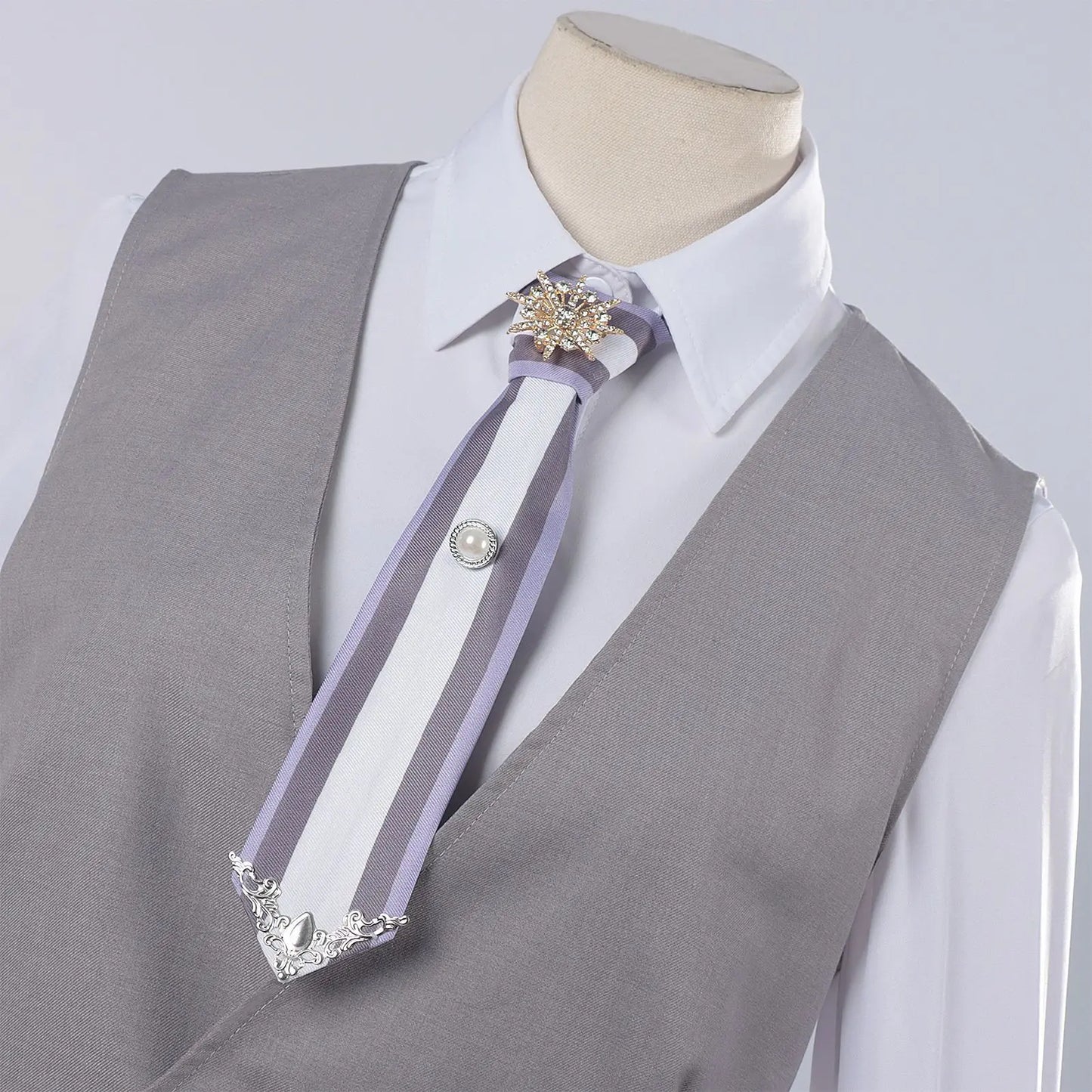 Love and Deepspace Xavier Cosplay Costume Wig Birthday Outfit Uniform Suit Brooch Halloween Party for Women Men Carnival Props