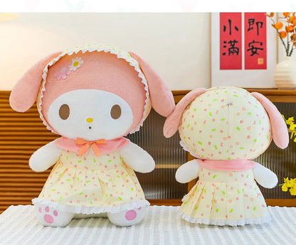 Cute Pastoral Girl Plush Toy Pink My Melody Doll Sleeping Hugging Gift for Kids Birthday Christmas Present for Girls Comforting