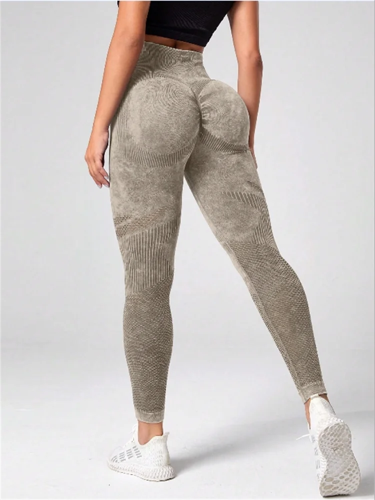 Women Seamless High Waist Leggings for Fitness Yoga Scrunch Butt Sport Tights Gym Workout Pantalones Elastic - Apricot