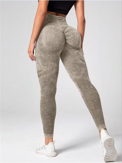 Women Seamless High Waist Leggings for Fitness Yoga Scrunch Butt Sport Tights Gym Workout Pantalones Elastic - Apricot