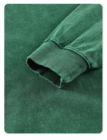 ZODF Retro Men Long Sleeve Washed Cotton T Shirt Unisex Loose 250gsm Basic Atumn TEES Tops Brand Streetwears HY0394