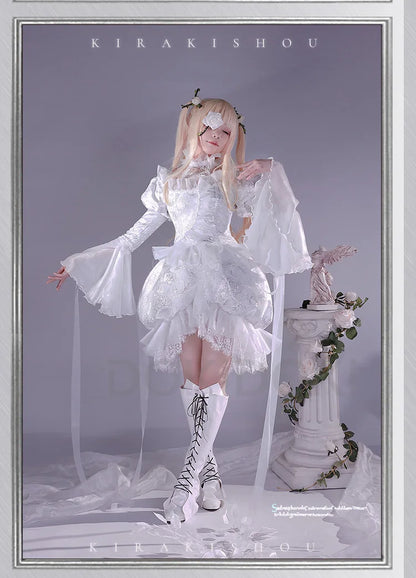 Kirakishou Cosplay Anime Rozen Maiden Cosplay DokiDoki-R Women Kirakishou Cosplay Lolita Gothic Dress White Lolita