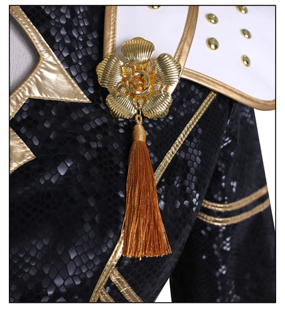 KPop Demon Hunters Zoey Cosplay Costume Black Gold Skirt Huntrix Golden Outfit Earrings Headwear Halloween Party for Women Girls