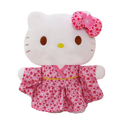 Sanrio Kawaii Hokkaido Japanese Kimono Hello Kitty Plush Toy Cute Sakura Kitten Stuffed Animal Kids Birthday Gift for Children