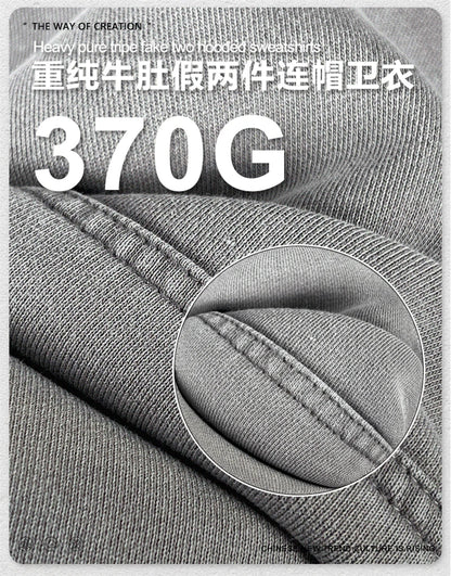 ZODF Vintage 2025 Autumn 370gsm Fake 2-Piece Hoodies For Man Unisex Washed Fire Snowflake Hooded Pullovers Terry Coats HY1108