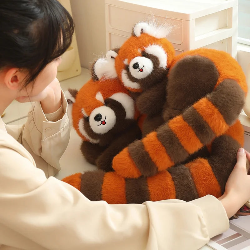Long Tail Cute Raccoon Soft Toy Huggable Baby Red Panda Plush Doll Sleeping Raccoon Plushie Birthday Gift For Girlfriend Kids