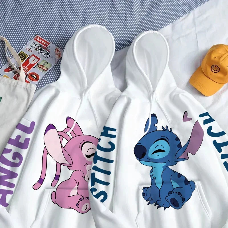 Women's Long Sleeve Oversized Hoodie MINISO Disney Gothic Kawaii Lilo & Stitch Pattern Sweatshirt Y2k Winter Fashion Coat Sale