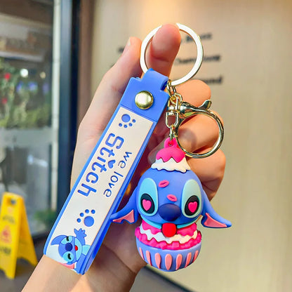 Disney Anime Cartoon Stitch Keychain Lilo & Stitch Cute Doll Keyring Fashion Couple Bag Ornament Key Chain Car Pendant Gift