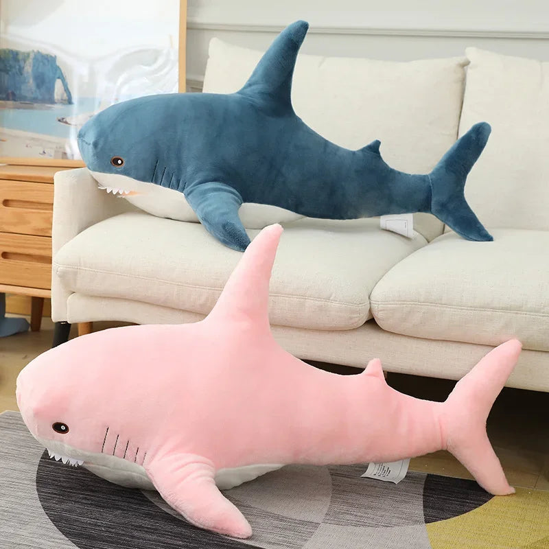 55-140cm Stuffed Lifelike Shark Plush Toy Stuffed Headed Shark Fierce Sea Animals Hug Throw Pillow Cushion for Boy Birthday