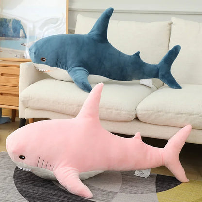 55-140cm Stuffed Lifelike Shark Plush Toy Stuffed Headed Shark Fierce Sea Animals Hug Throw Pillow Cushion for Boy Birthday