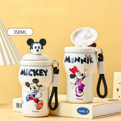 Anime Figure Stitch Coffee Mug Student Thermos Mug 350ml Thermos Cup Mickey Nick Judy Thermal Water Bottle Vacuum Flasks Gift