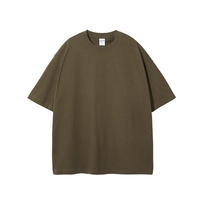 ZODF New Summer Men 275gsm Cotton T Shirts Unisex Women High Street Oversized FG Noshrink Solid T-Shirt Streetwears HY0152