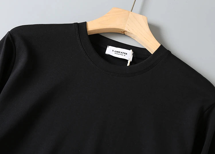 2025 Autumn New American Retro Long Sleeve O-neck Solid Color T-shirt Men's Fashion Simple 95% Cotton Washed Casual Sport Tops