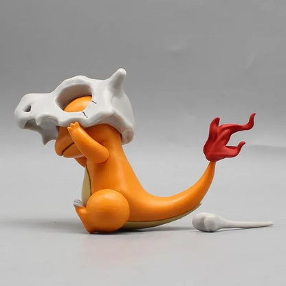 Charmander Wear A Cubone Helmet Anime Figure Model Gk Statue Boys Collection Desktop Decoration Ornament Toys Gifts