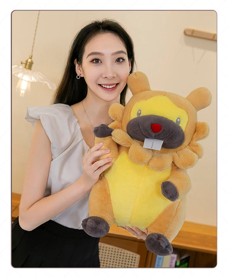 35/80cm Large Bidoof  Pokemon Plush Toys Anime Doll Cute Pillow Cartoon Giant Pokémon Plushie Stuffed Gift for Kids Christmas