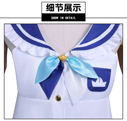 VTuber Sameko Saba Cosplay Costume Wig Dress Outfit Ears Headwear Uniform Festival Halloween Party for Women Girls Carnival Prop