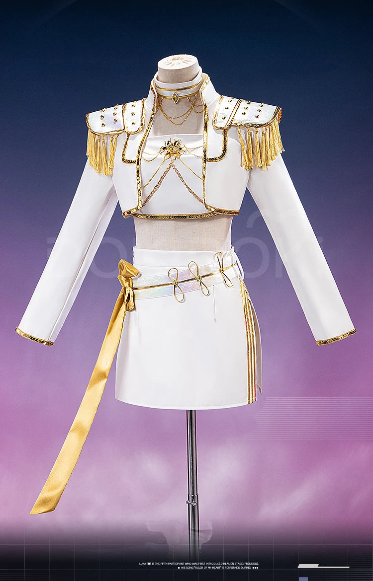 【Last Batch】IN STOCK Rumii Zoeyi Miraa Cosplay Costume【XS-3XL】DokiDoki-N Women White Suit Golden Rumii Cosplay Plus Size