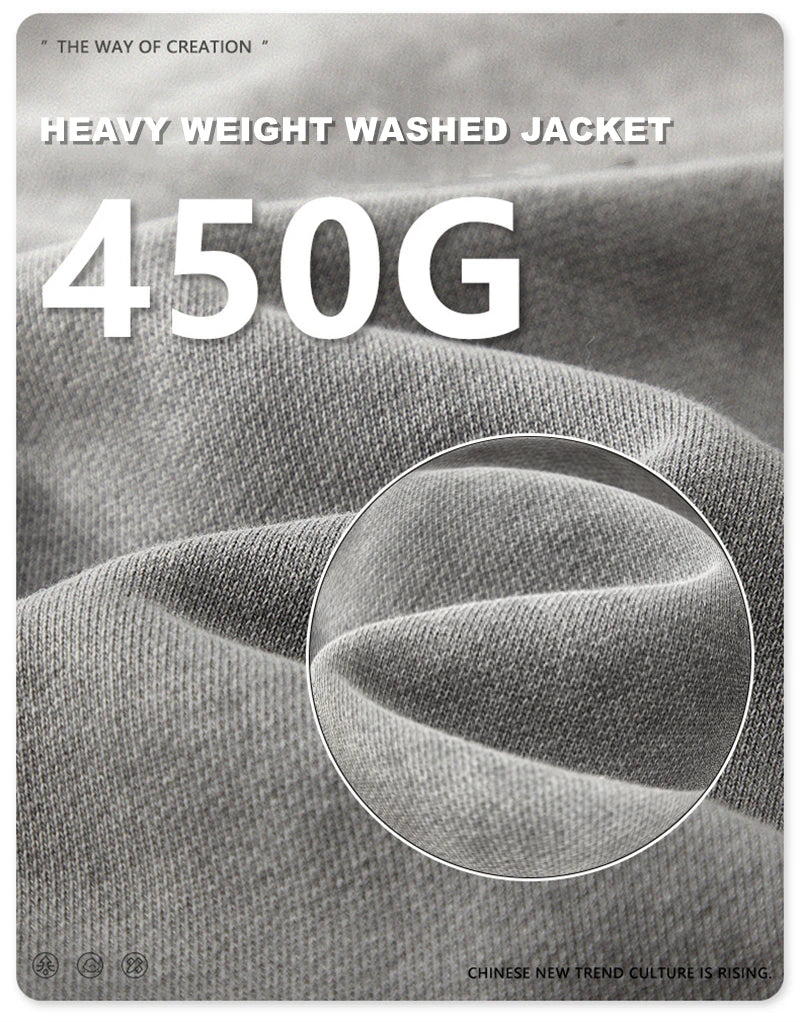 ZODF New Winter Washed Double Zipper Jackets For Men Unisex Loose Heavy Weight 450gsm Raglan Sleeve Cotton Coats HY0654