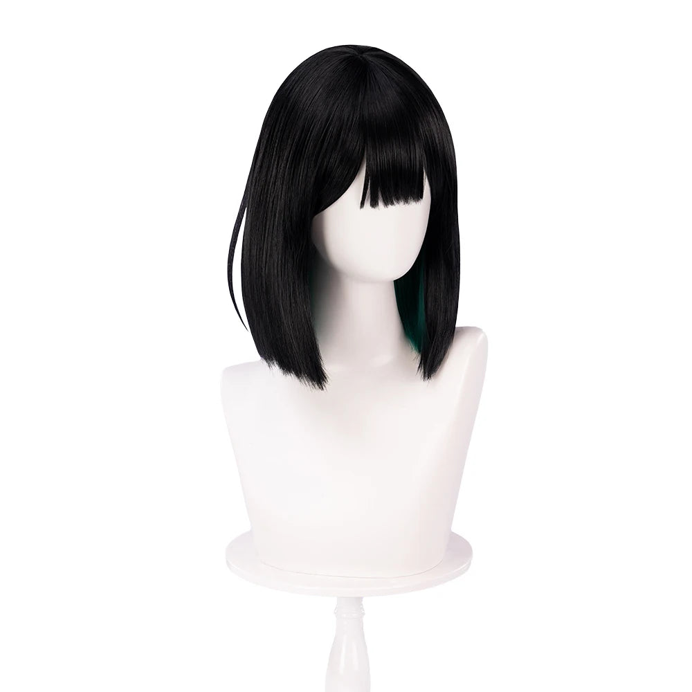 IN STOCK SUA Wig Anime Cosplay Wig Alien Stage DokiDoki Women 35cm Black Short Hair Ear Clips Heat Resiatant Hair Free Wig Cap