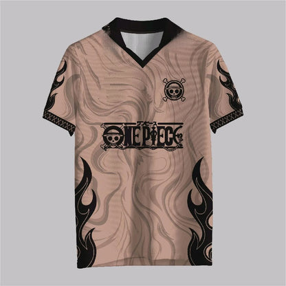 2526 New Bandai Anime One Piece Luffy Summer Jersey T-shirt Oversized 3D Adult and Children's Multifunctional Top Christmas