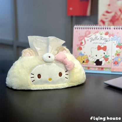 Japanese Style Plush My Melody Kuromi Tissue Box Durable Home Car Hotel Sofa Paper Tissue Holder Napkin Case Pouch Girl's Gift