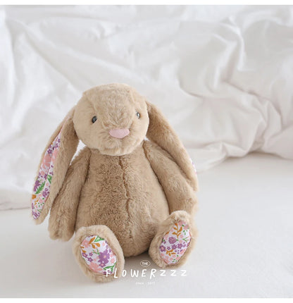 30cm Cartoon Floral Rabbit Plush Toy Pink White Bonnie Rabbit Stuffed Animal Doll Children's Room Decor Birthday Gift For Girl