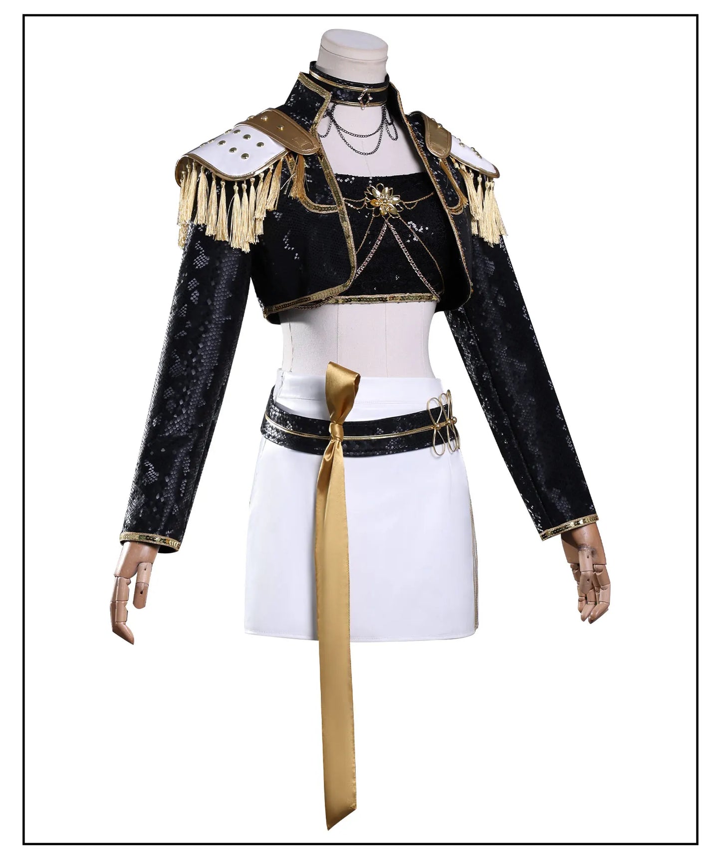 KPop Demon Hunters Mira Cosplay Costume Black Gold Skirt Huntrix Golden Uniform Headwear Halloween Party for Women Girls Props
