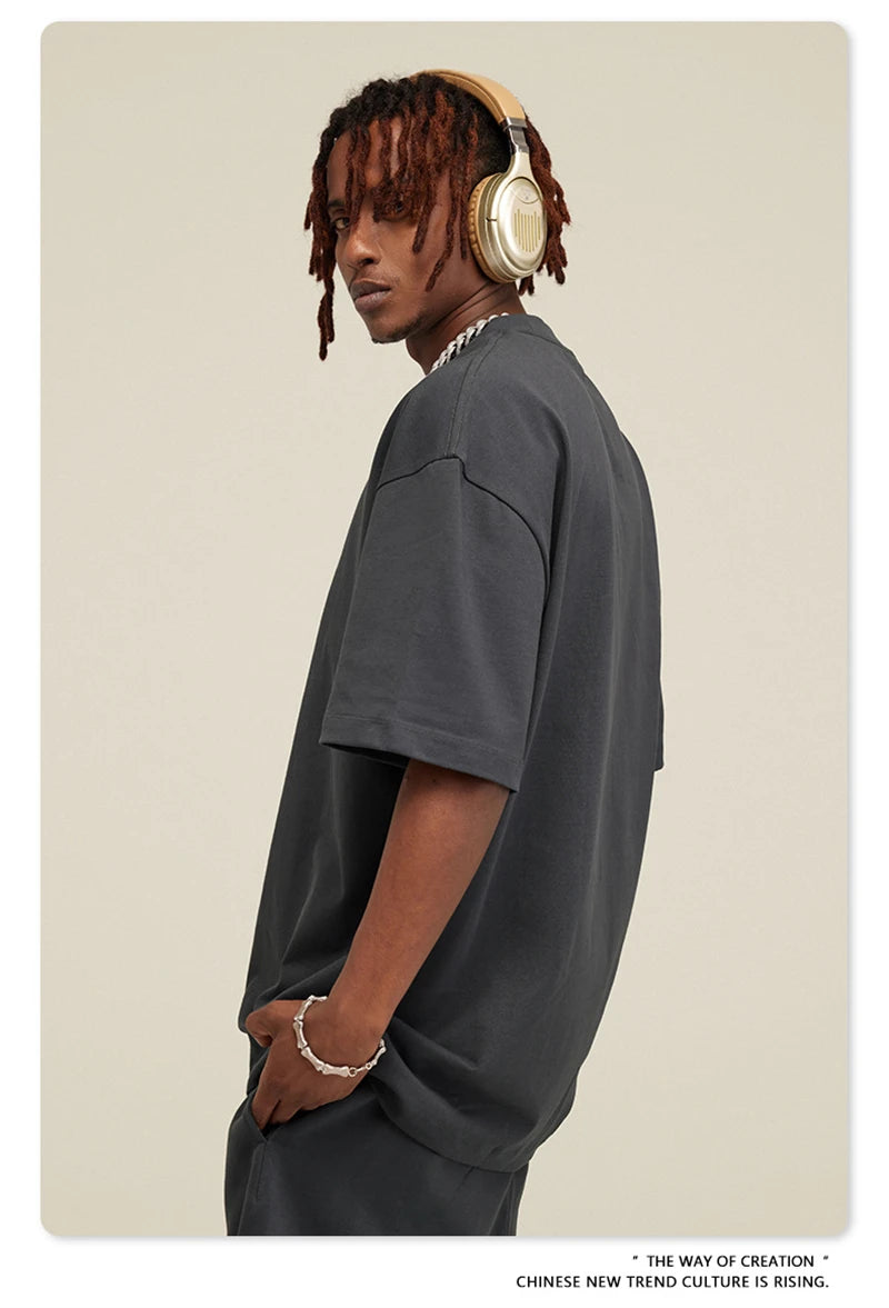 ZODF New 2025 Heavy Weight 305gsm Solid Cotton T Shirts For Men Unisex Summer Oversized Noshrink Basic T-Shirt Brand Tops HY0475