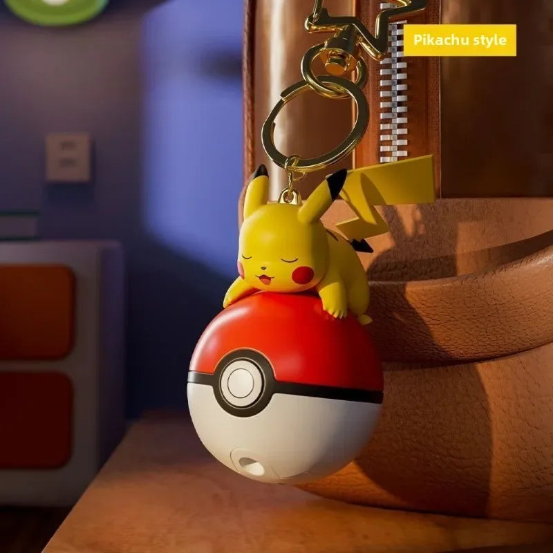Original Pikachu Keychain with Light 7cm Cartoon Anime Doll Keyring Ornament bag decoration KeyChain Jewelry Pendant for Kids