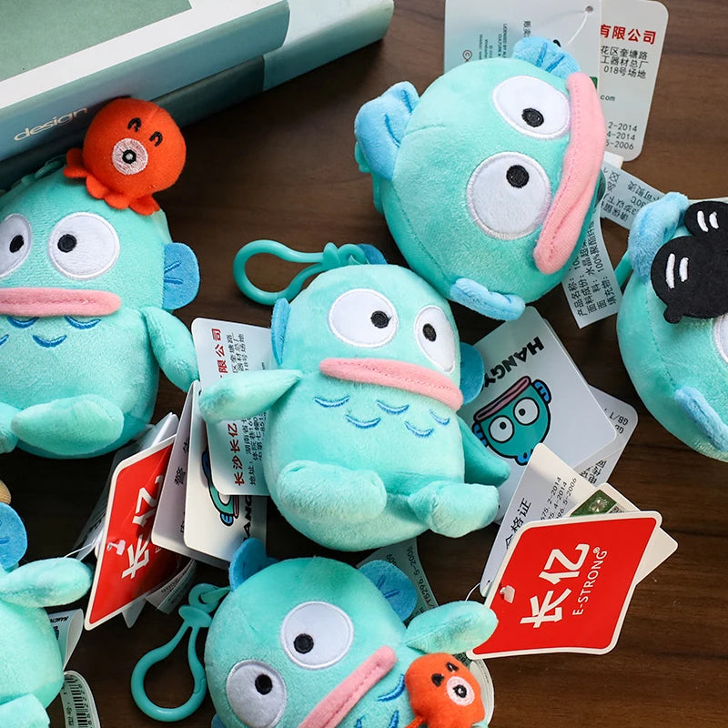 Sanrio Plushie Hangyodon Stuffed Plush Keychain Pendant Cartoon Doll Toys Soft PP Cotton Kawaii Bag Keyring Gifts For Girls Kids