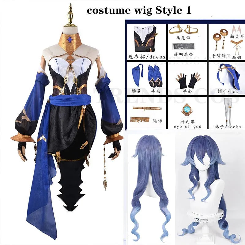 Genshin Impact Layla Cosplay Costume Set Adult Cotton Polyester - costume wig / M