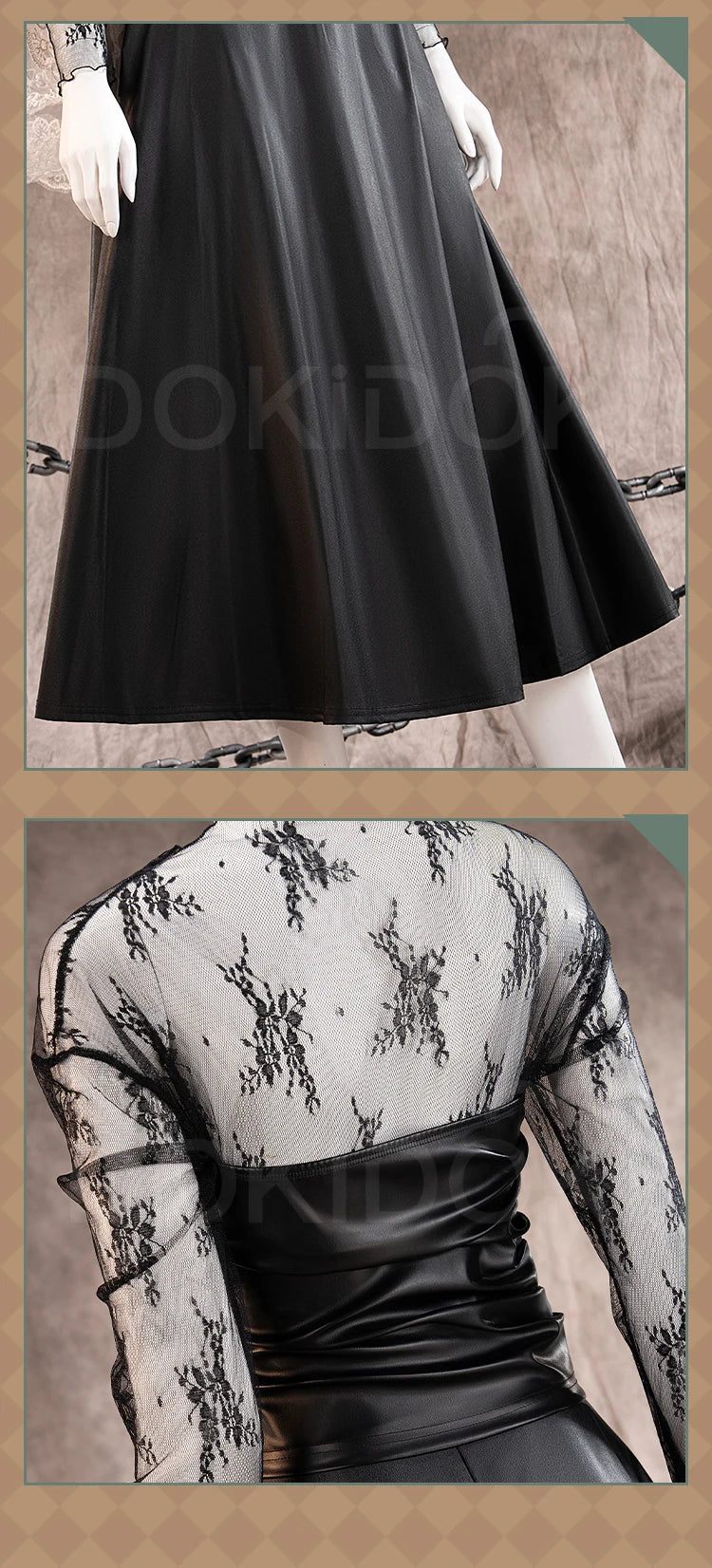 Osaragi Cosplay Custome Anime DokiDoki-R Women Black Long Dress Costume Ms.Osaragi Cosplay Headdress