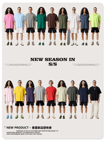 ZODF 2025 Summer Men 180gsm Solid T-Shirts Women Unisex Loose Basic Breathable Cotton T Shirt Brand Tees HY0971