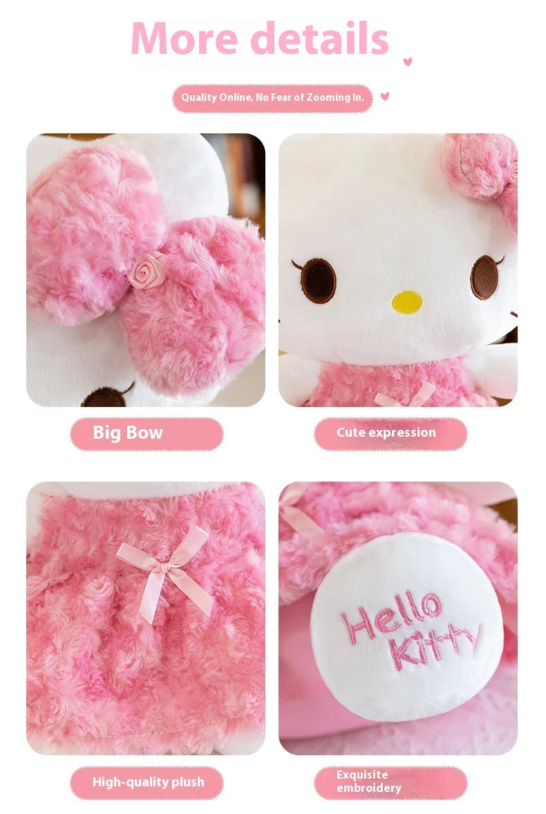 30cm/60cm Aoger Hello Kitty Kawaii Rose My Melody Cartoon Stuffed Animals Soft Plush Doll Companion Toy Children Birthday Gift