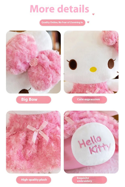 30cm/60cm Aoger Hello Kitty Kawaii Rose My Melody Cartoon Stuffed Animals Soft Plush Doll Companion Toy Children Birthday Gift
