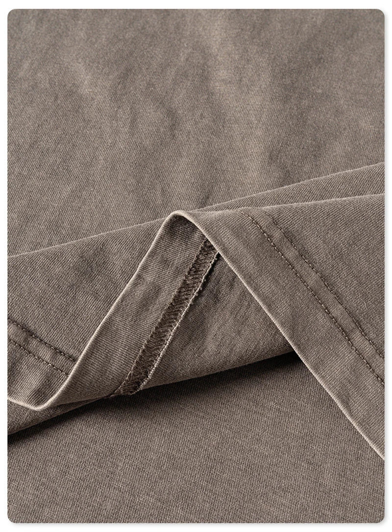 ZODF New Spring Summer 200gsm Washed Cotton T Shirts For Men Unisex Women Retro Casual Basic Solid T-Shirt Brand Tees HY0775