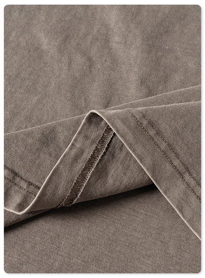 ZODF New Spring Summer 200gsm Washed Cotton T Shirts For Men Unisex Women Retro Casual Basic Solid T-Shirt Brand Tees HY0775