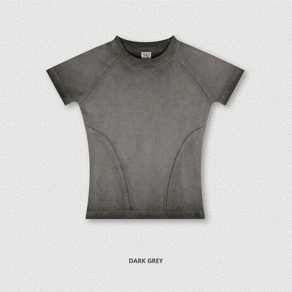 ZODF 2024 Summer Hotweet Washed T Shirt For Women Girls Gradient Raglan Sleeve Comfortable Short Tees Brand Tees HY0826